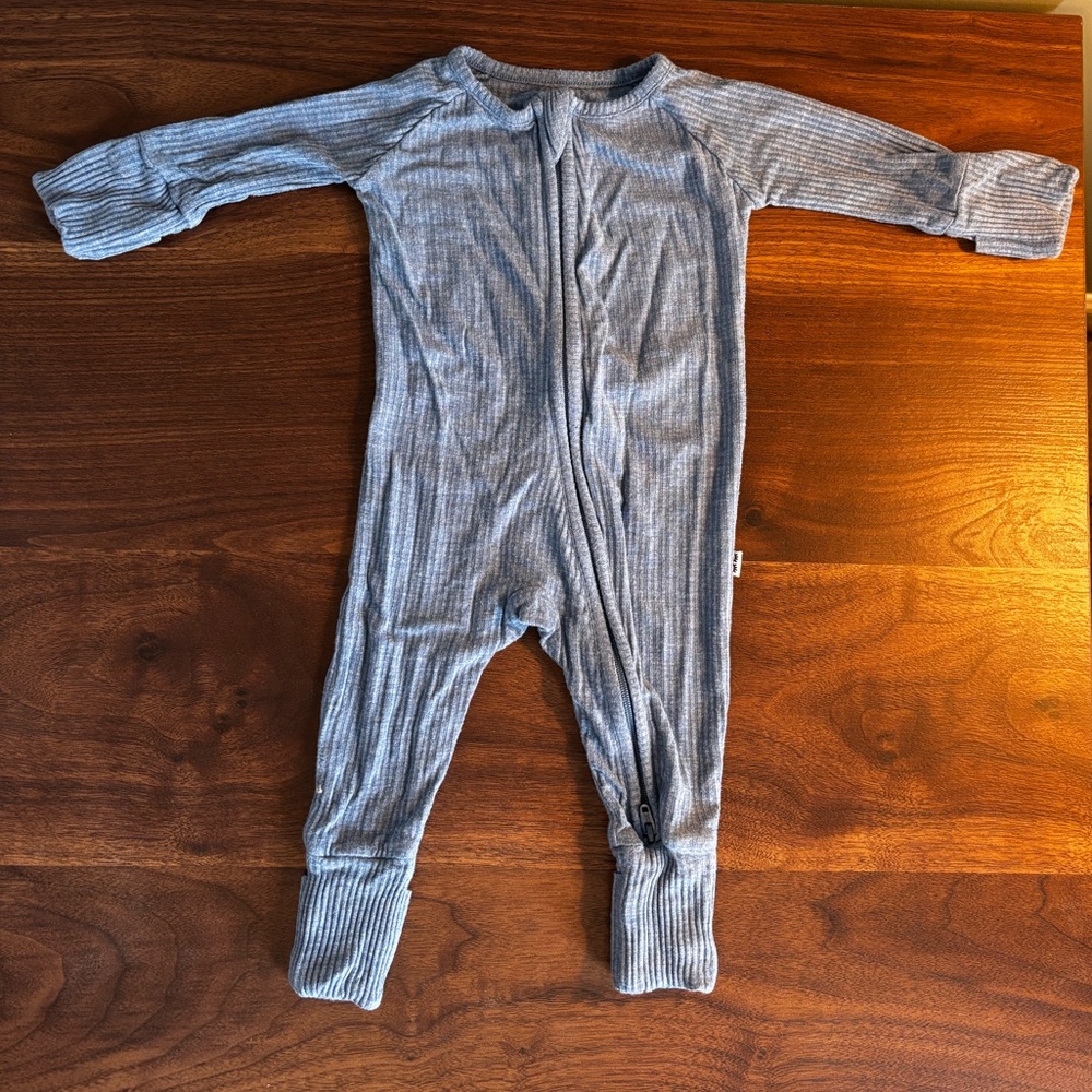 Little Sleepies Blue Newborn Ribbed Footie